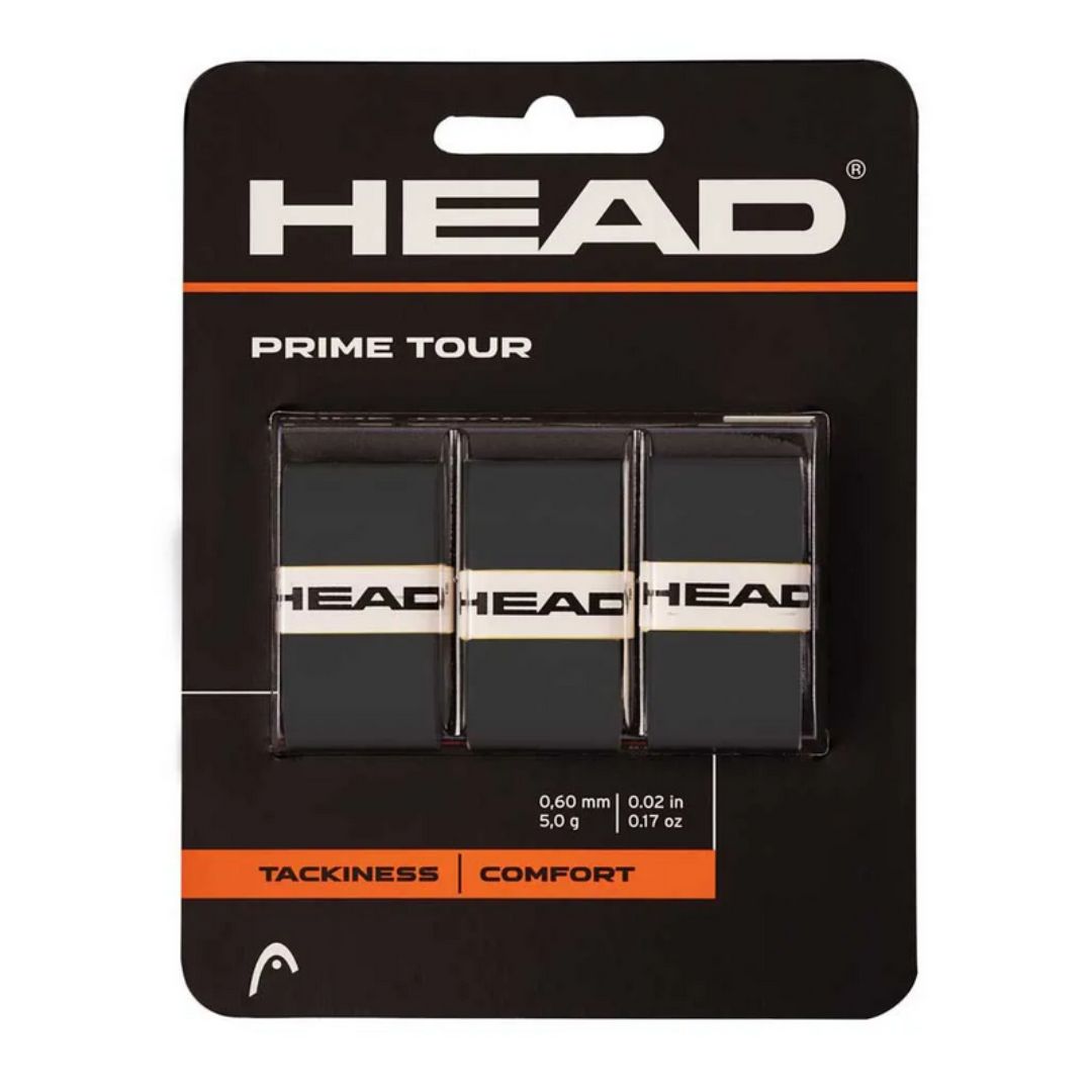 Head PRIME TOUR Overgrips Zwart 12x3 Stuks Voordeelverpakking
