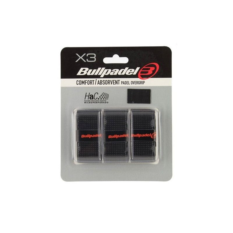 Bullpadel COMFORT ABSORBENT Overgrips Zwart 12x 3 Stuks Voordeelverpakking