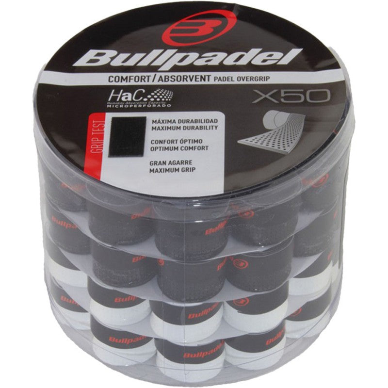Bullpadel COMFORT ABSORBENT Overgrips Mix XL Voordeelverpakking 50 Stuks